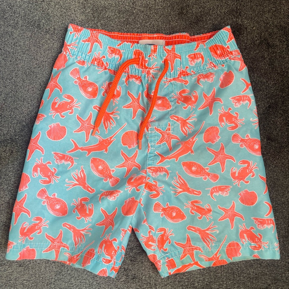 Boys Coral and Aqua Swim Shorts